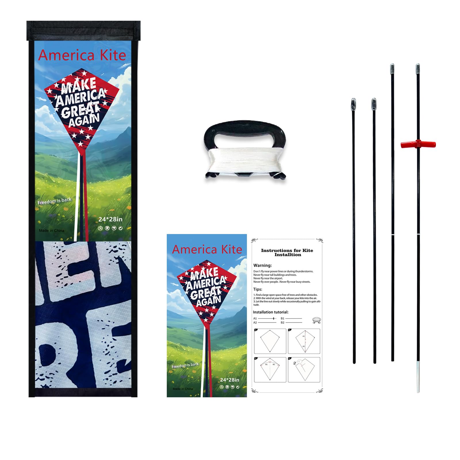 MAGA Patriotic Kite – Large Outdoor Diamond Kite with Make America Great Again Design – Durable, Easy-to-Fly for Beach, Park, and Political Rallies