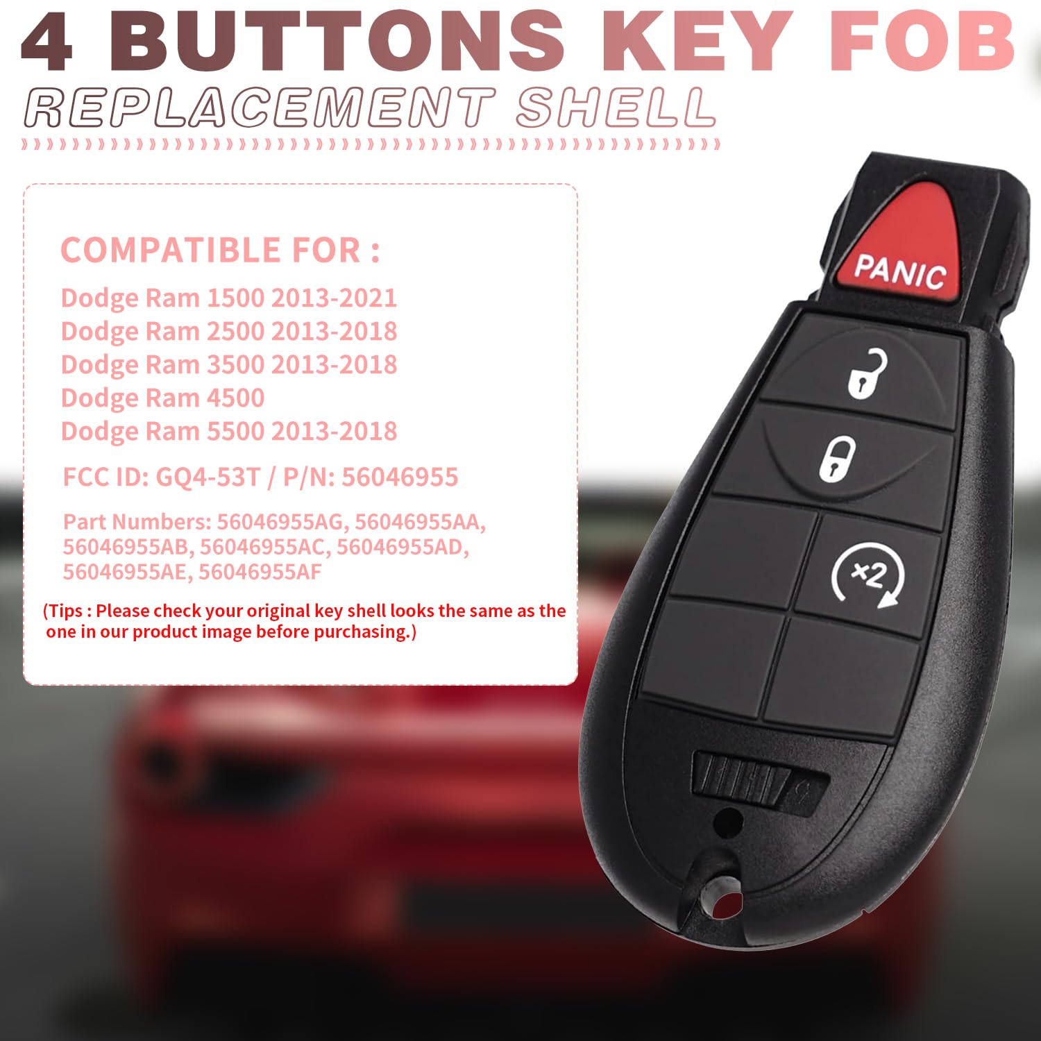 Ram Rho Key Fob 2019-2024 Key Fob Replacement Replacement Key Fob Case For 2019-2024 ...