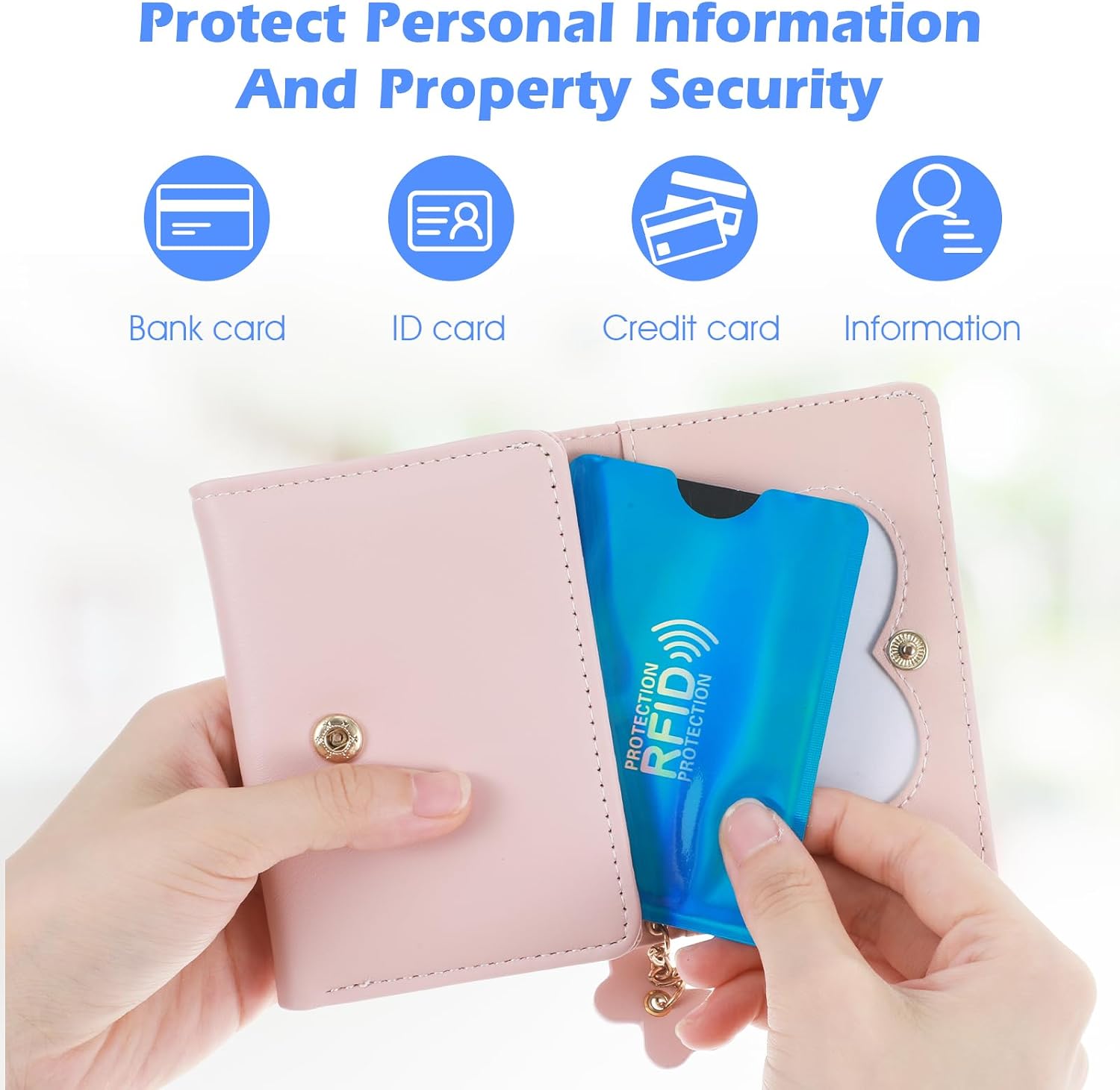RFID Blocking Card Sleeves Set, Identity Theft Protection Secure Sleeves Set, Credit Card Protector RFID Blocking Sleeve, Waterproof Aluminum Foil Slim Design (6 Color, Each Color 2 Pair) (12)