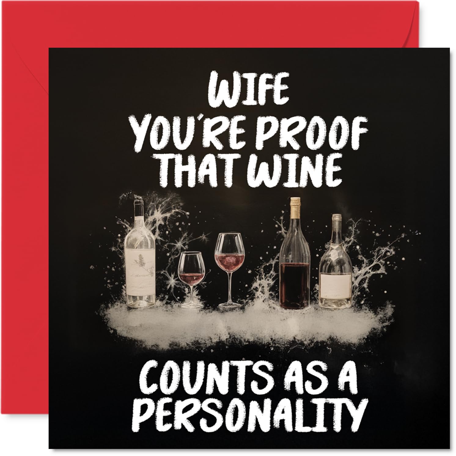 Wife Birthday Card - Personality of Wine - Happy Birthday Card for Wife from Husband Partner, 145mm Personality of Wine Bday Greeting Cards