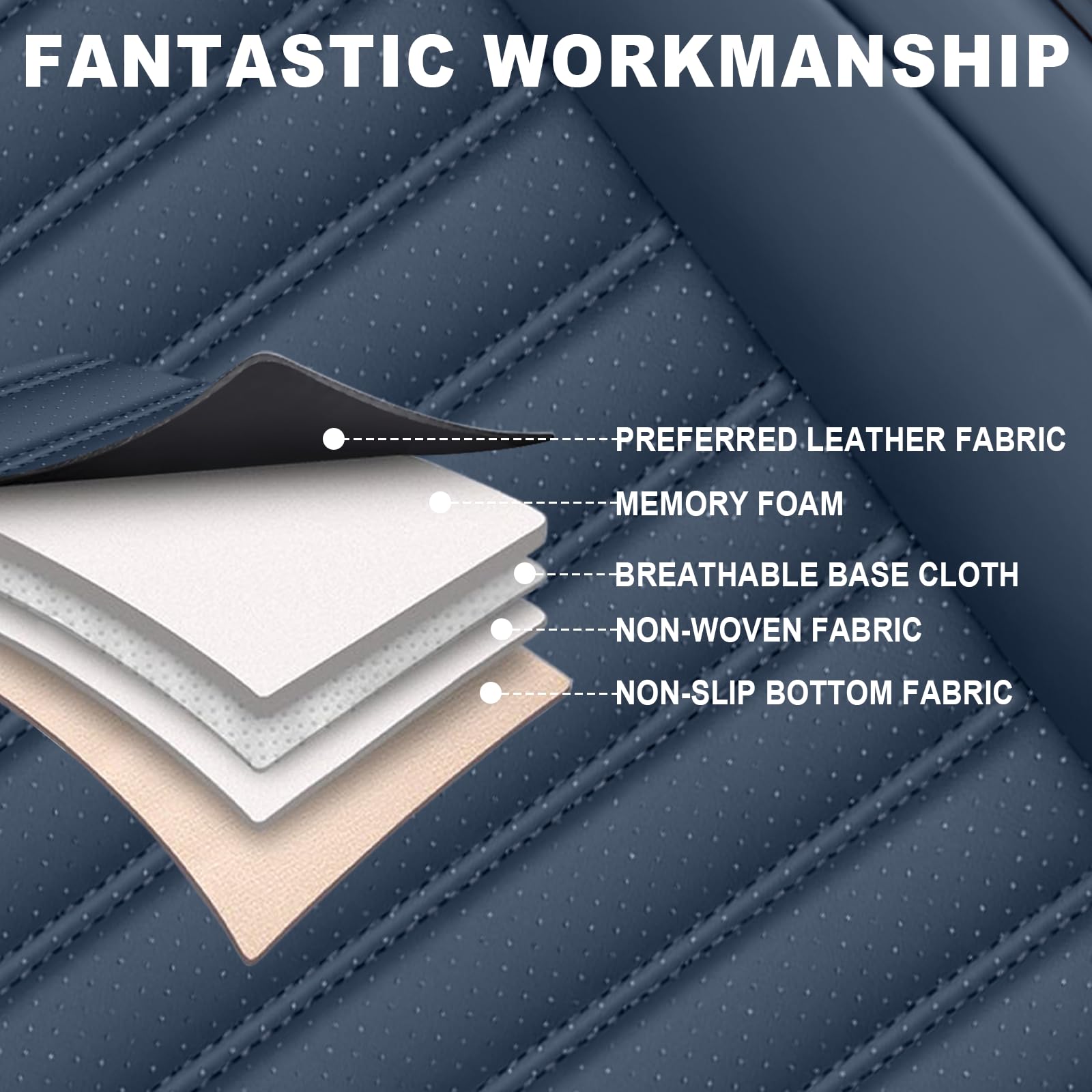 Seat Covers Full Set Fit for Nissan Titan 2004-2025 Breathable and Comfortable Leather Car Seat Cover Deluxe Waterproof — view 5