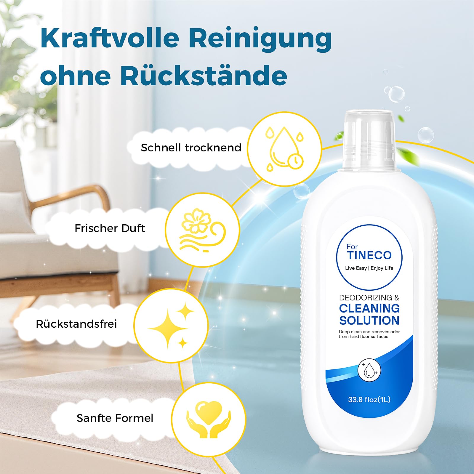 Tineco Multi-Surface środek czyszczący 2 x 1 l, roztwór czyszczący do odkurzacza Tineco na mokro i sucho i6, Floor One S5/S6/S7, seria S9 Artist & Stretch do wszystkich uszczelnionych twardych podłóg