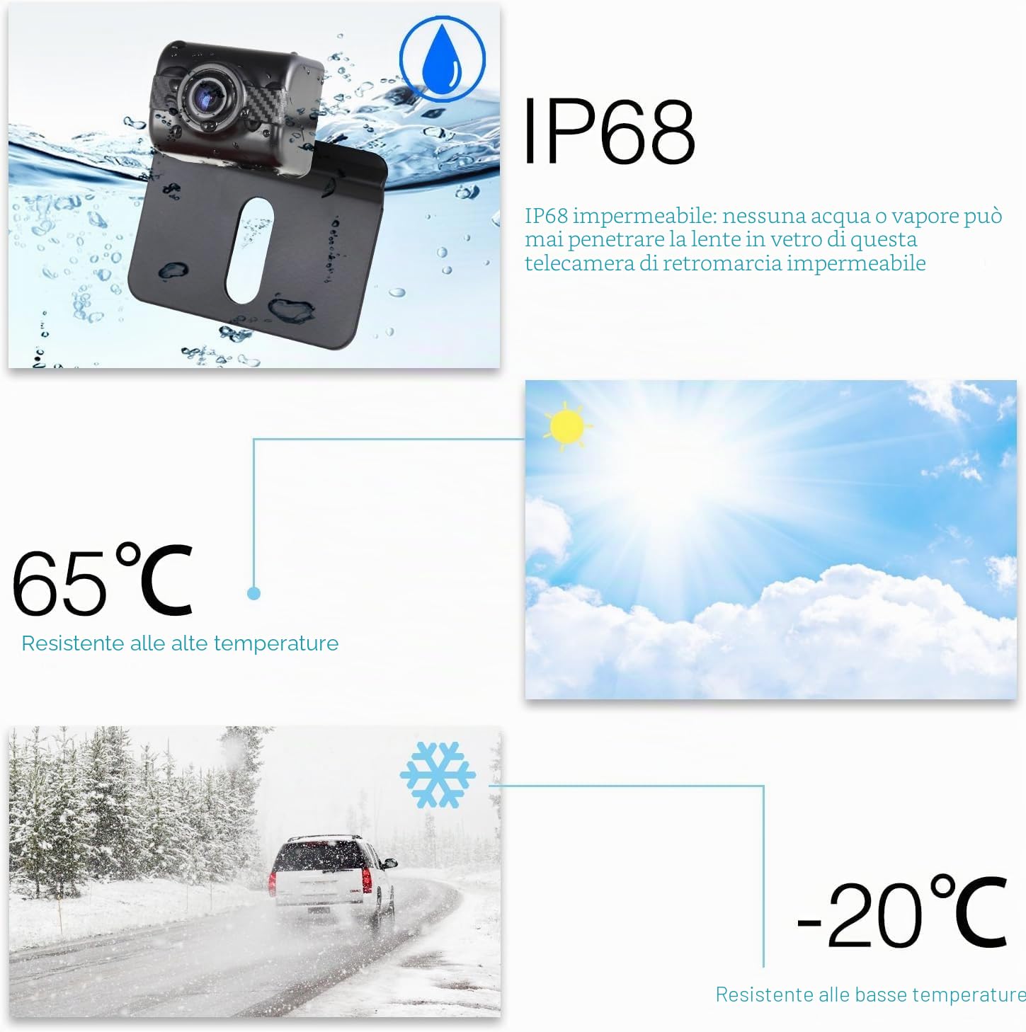 Auto-VOX TD-2 Telecamera Retromarcia Wireless per Auto Monitor LCD da 4,3 '' Telecamera Posteriore Impermeabile IP68 Segnale Stabile Visione Notturna