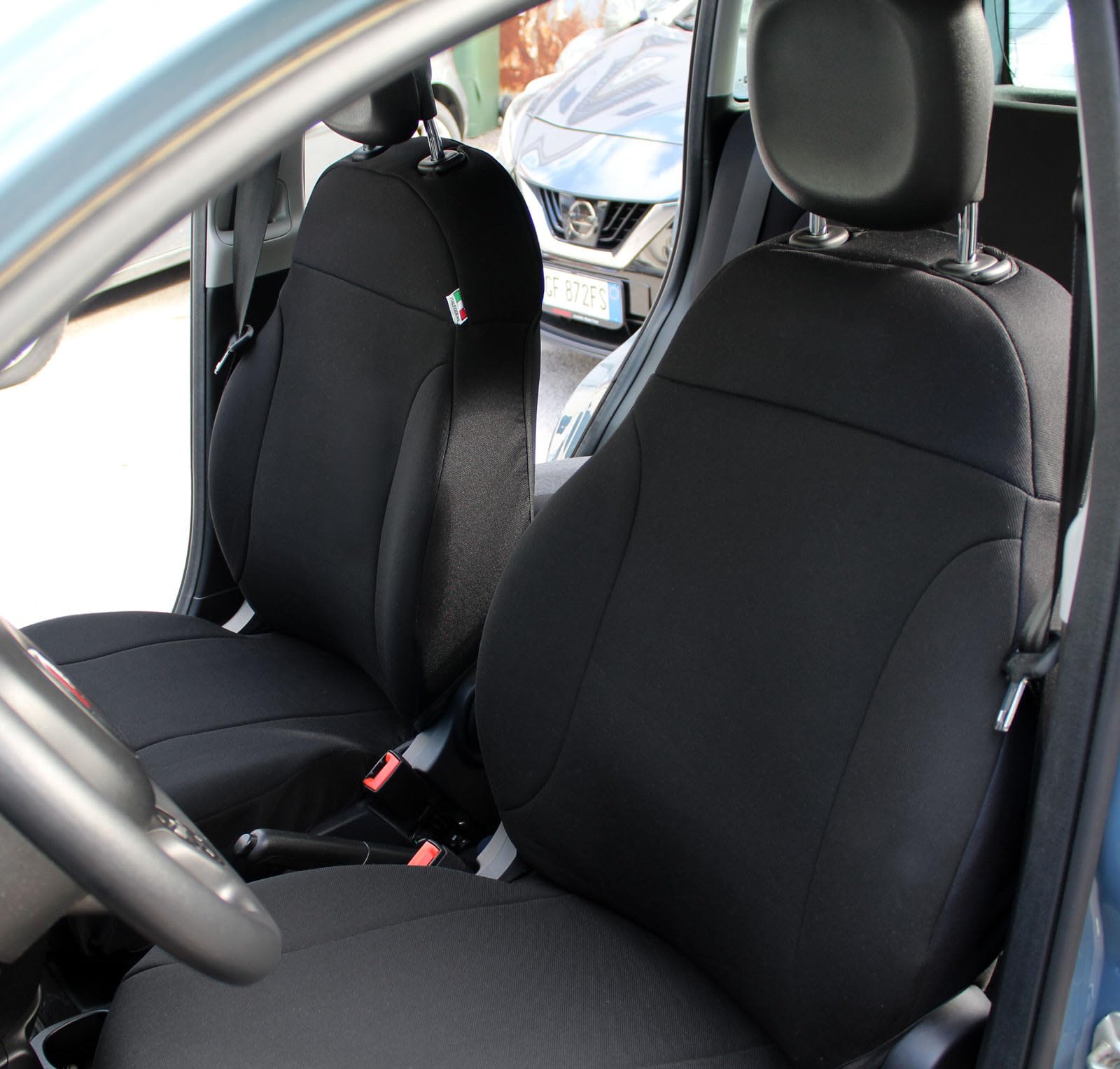 Italfodere Coprisedili Anteriori Compatibili Fiat Panda 2012 III Serie Cotone Accoppiato Nero