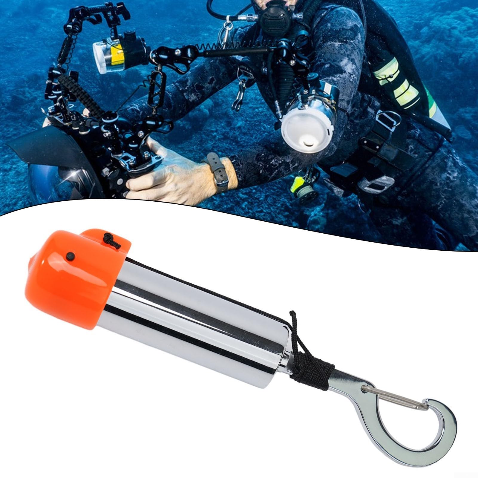 Shaker per immersioni subacquee in acciaio inox, per la sicurezza subacquea, per sonaglio in metallo con copertura per attirare l'attenzione del compagno, snorkeling essenziale (A)