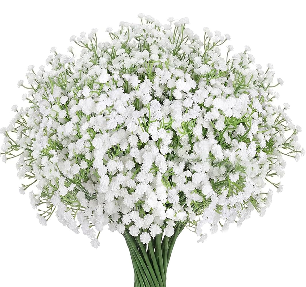Yesallwas かすみ草 花束 造花 ホワイト 6本入 カスミ草 かすみそう 白 約90個/本 高さ54cm 霞草 プレゼント 装飾用 霞草 アーティシャルフラワー ウェディングブーケ 造花インテリア