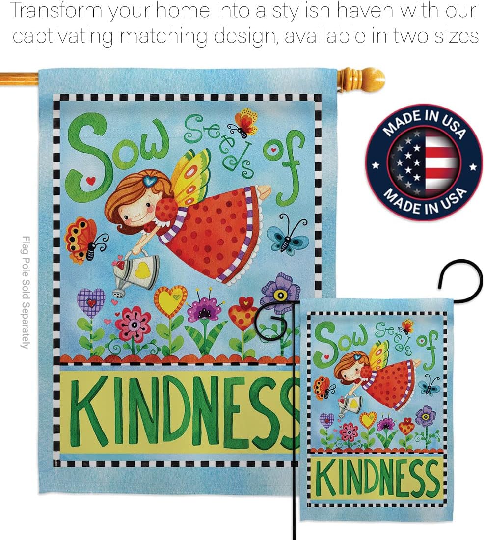 Breeze Decor H104088-BO Sow Seeds of Kindness Spring Floral Decorative Vertical, House Flag 28"x 40", Multi-Color