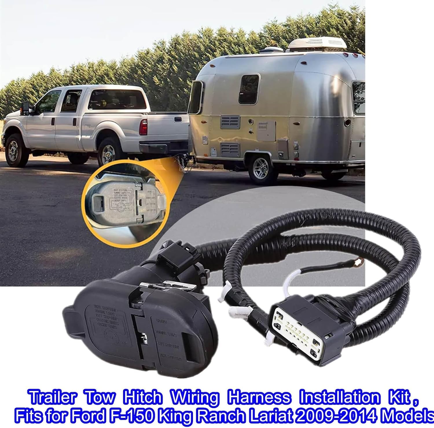 Trailer Tow Hitch Wiring Harness Installation Kit, Fits for Ford F-150 King Ranch Lariat 2009-2014 Models, Compatible with 9L3Z-15A416-A 9L3Z15A416A