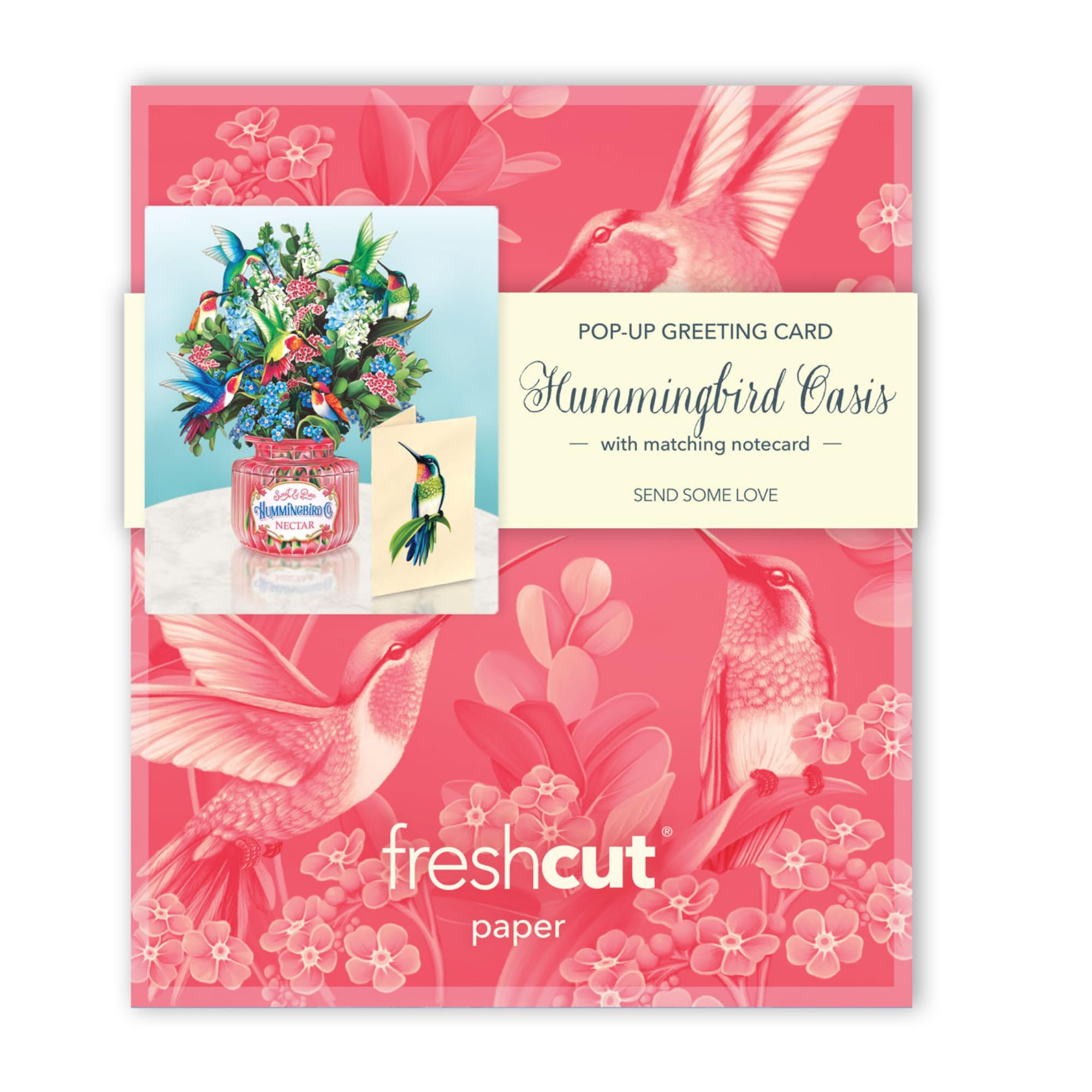 Pop Up Cards, Mini Hummingbird Oasis, 6 Inch Mini Sized Forever Flower Bouquet 3D Popup Greeting Card, Birthday Cards, Thank You Card, Blank Notecard & Envelope - View #5