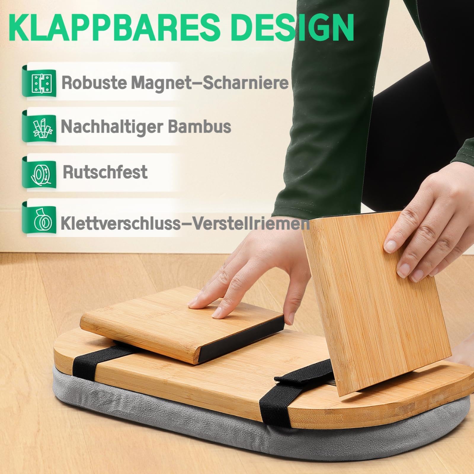 Hihealer Meditationsbank – Klappbare Ergonomische Bambus-Meditationsbank mit Bequemem Kissen, zum Knien oder Sitzen, Ideal für Meditation und Gebet, Einzigartige Frauen