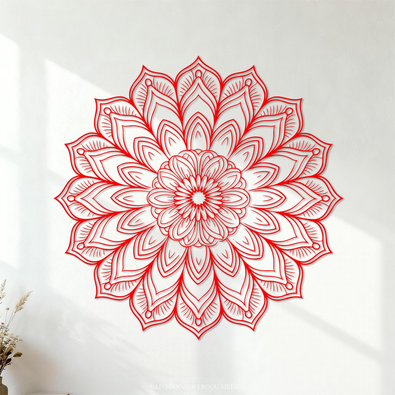Vinyl Wall Stickers Mandala Outline 72x73.2cm Tattoo Culture Red