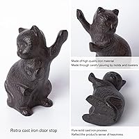 Vista 8 de GDYOOSHOW Tope de puerta de hierro fundido resistente para gatos, 2 piezas, estatua decorativa de suelo negro, tapón rústico para libros