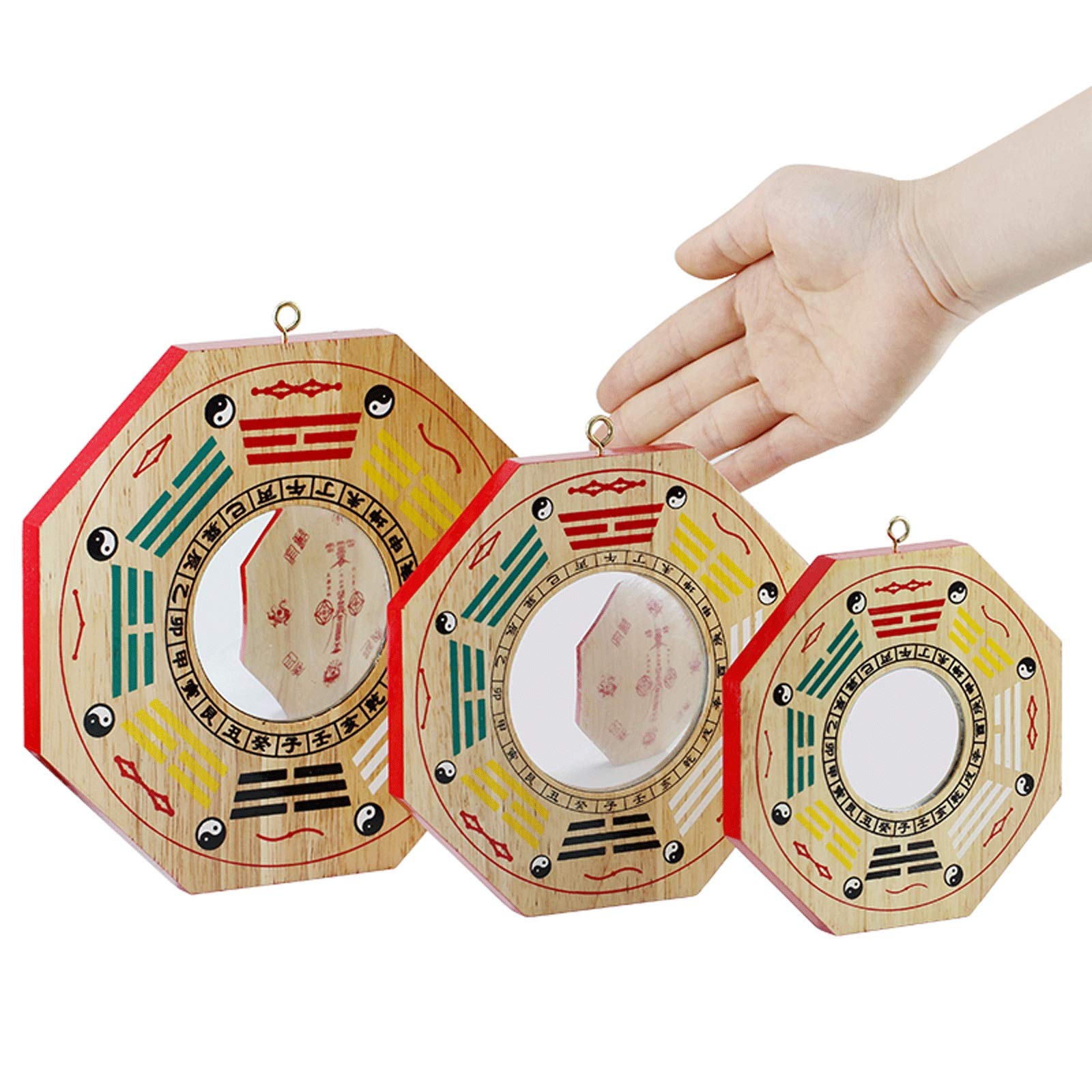 Specchio Concavo di Feng Shui Bagua Specchio Bagua realizzato in legno di pesca naturale, mirror cinese Feng Shui BAGUA for protezione (convesso) Per Ornamento di Affari della Decorazione