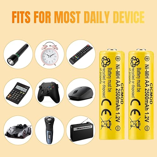 Miniatura 7 de CICMOD Baterías AA recargables 1.2V Ni-MH 2500mAh doble A batería para jardín al aire libre luces solares paquete 8