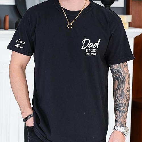Miniatura 6 de Personalized Dad Shirt with Kids Names on Sleeve Custom Dad Tshirt Est 2025 Daddy T Shirt, Gift for Father's Day Birthday Gift for Father from