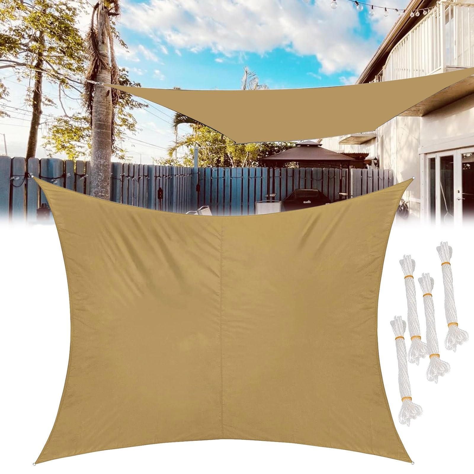 Shade Sail Sun Canopy Garden Pergola Parasol, Sun Shade Sail Rectangle 2x3m 2x5m 3x5m 4x5m, and Sizes, Waterproof Weather Proof, for Summer Shade