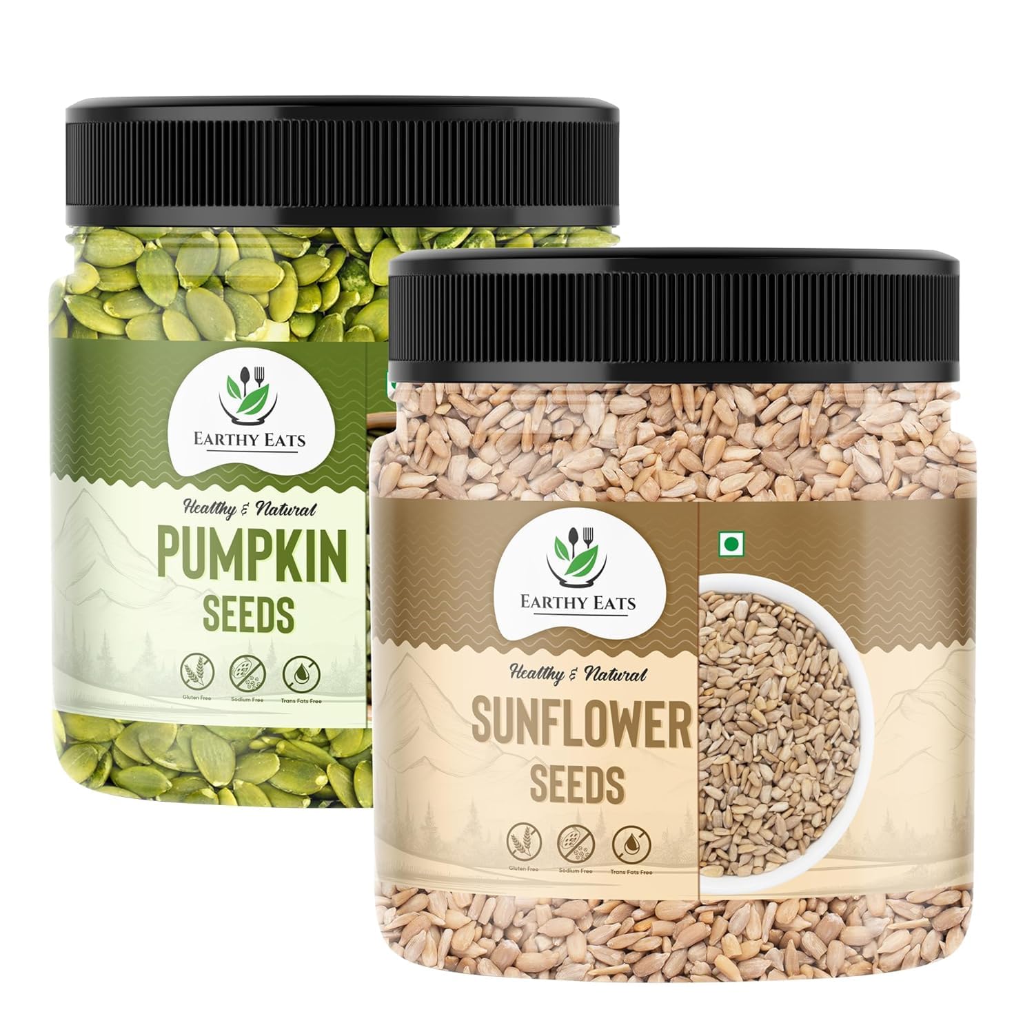 Combo Pack Pumpkin & Sunflower Seed (250gm Each Jar) | Nutrient-Rich Healthy Diet Snack | Baking, and Salads, Yogurt & Smoothies | Kaddu Seeds for Eating | Pepitas | Rich in Dietary Fibre