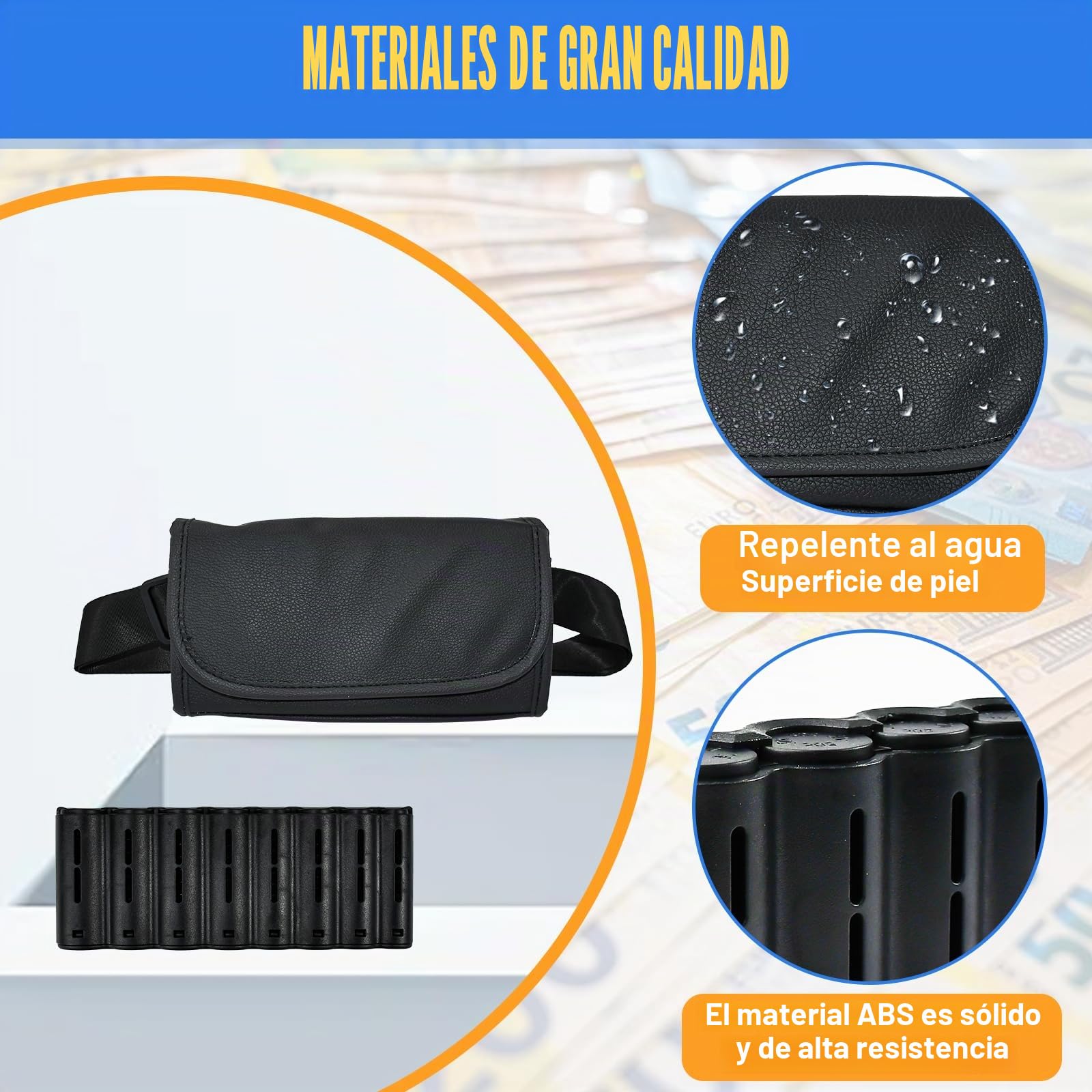 Cartera de Camarero, 21.5 * 7 * 9cm Bolso de Camarero Monedero, Monedero de Camarero con Organizador de Monedas y Compartimento para Billetes y para Profesiones de Servicios y Transportes