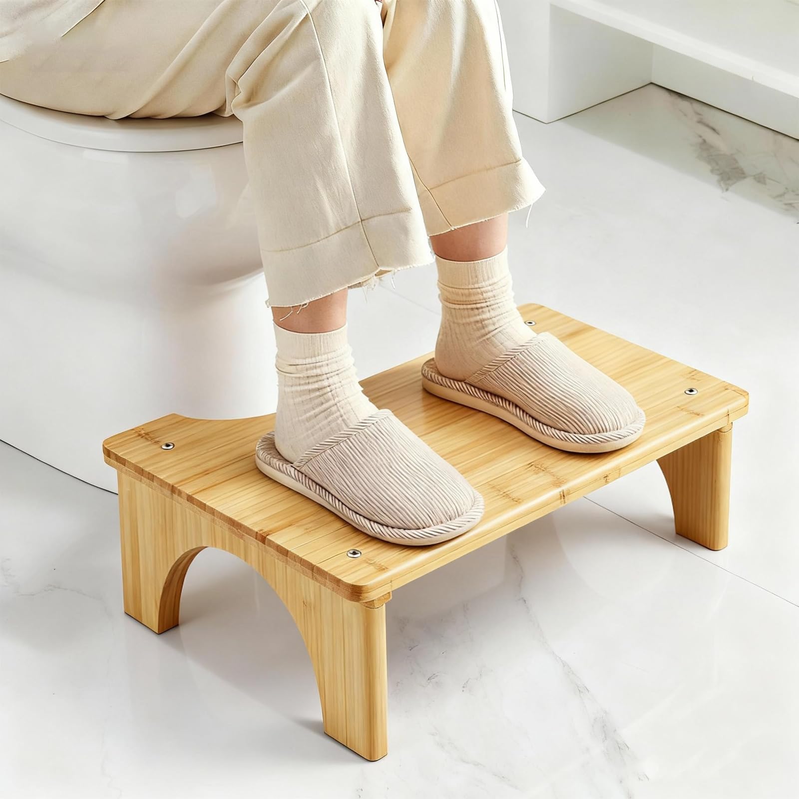 Sgabello da toilette in legno di bambù, sgabello da toilette per adulti e bambini, vaso accovacciato con capacità di carico di 300 kg, pedana per migliorare le selle per la famiglia