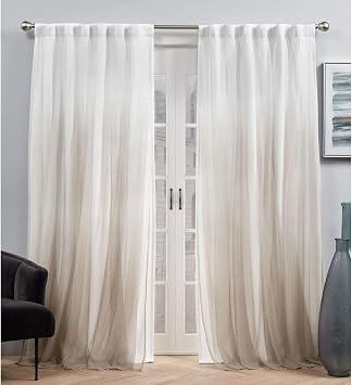 Exclusive Home Curtains EH8462-02-2-84H Crescendo Lined Blackout Hidden Tab Top Curtain Panel Pair, 54x84, Champagne