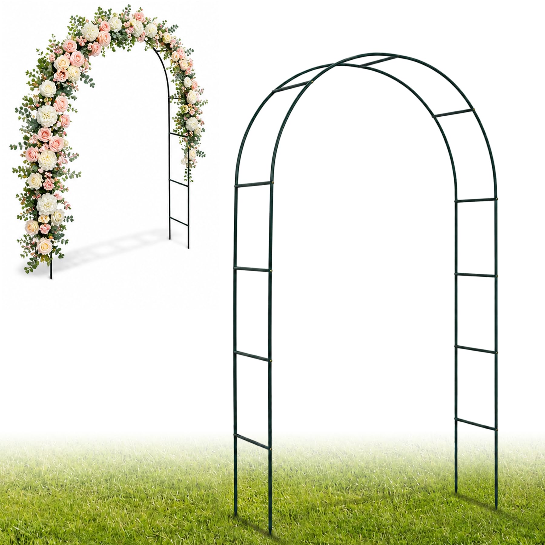Rose Arch Garden Arch Metal, Garden Arch for Climbing Plants, Roses, Garden, Pergola, Powder-Coated Steel, Garden Arbour, Weatherproof, Trellis, Decorative Balloon Arch Kit