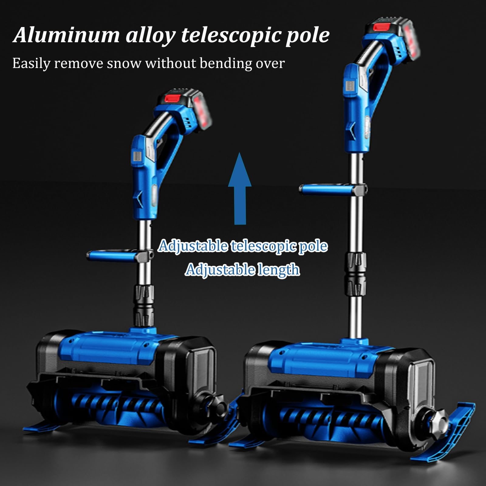 Pala da neve elettrica senza fili, 1200 W, larghezza 30 cm, asta telescopica regolabile, ricaricabile, per vialetti, marciapiedi, varie superfici (1 batteria)