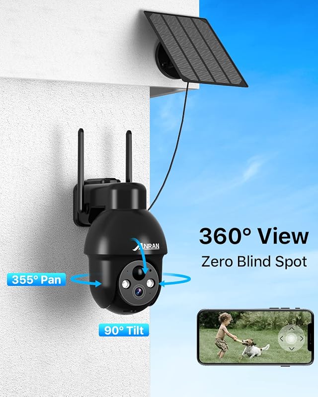 ANRAN Q3 Pro 2K HD Kültéri WiFi Biztonsági Kamera - Napelemes, Vezeték Nélküli, Spotlámpával, AI Mozgásérzékelővel, Alexa Kompatibilis, Szín