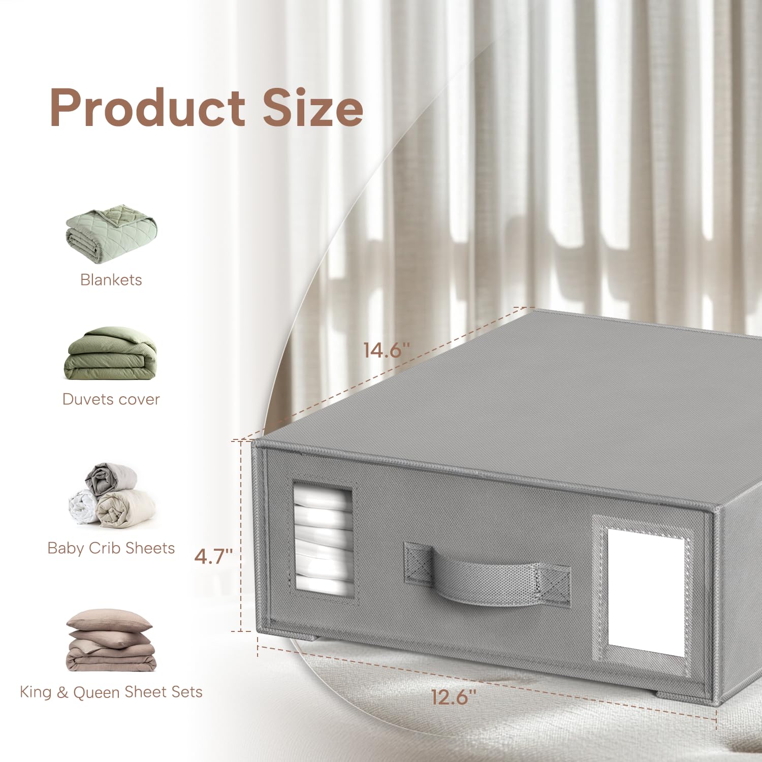 Criusia Organizzatori e contenitori per lenzuola, confezione da 8 scatole pieghevoli per biancheria da letto, per set di lenzuola (king size, matrimoniali), copripiumini, coperte (grigio)