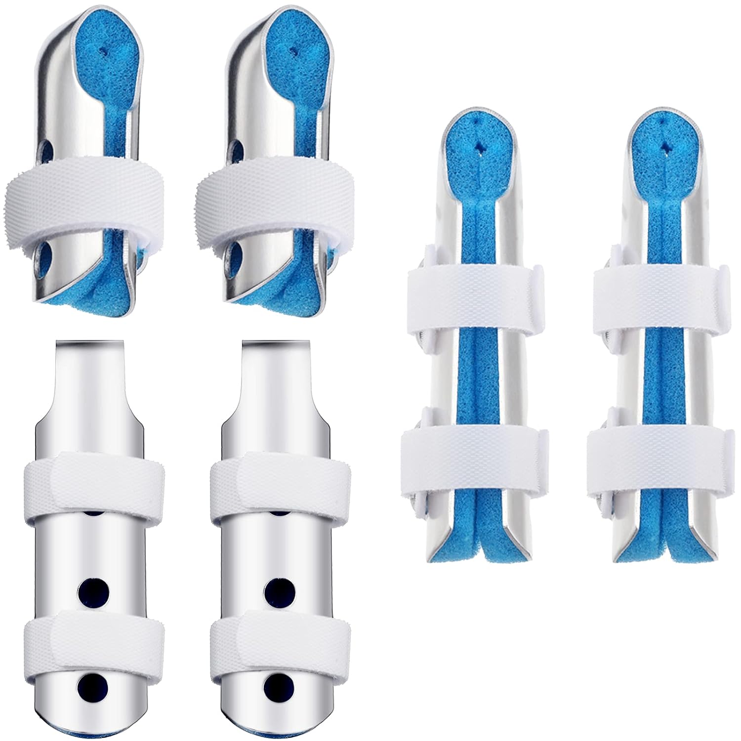 Finger Splints Support Finger Metal Finger Support Brace Stabilizer with Soft Foam Interior and Loop Straps Metal Padded Finger for Adults, Children, 3 Sizes (S,L,L, Blue, 6) : Health & Household