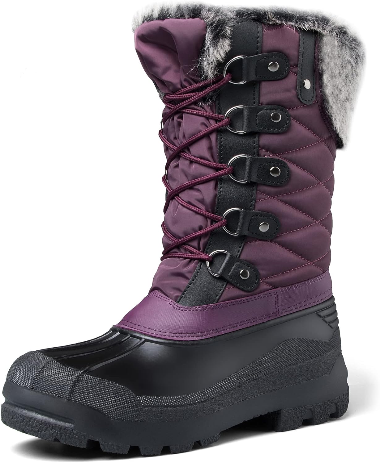 mysoft Women’s Snow Boots Warm Insulated Faux Fur Lined Waterproof Mid-Calf Winter Boots