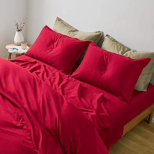 Miniatura 8 de Eikei Juego de sábanas de lujo de 400 hilos de algodón egipcio de fibra larga, tejido de satén transpirable, sedoso, suave, Pima Premium (carbón,