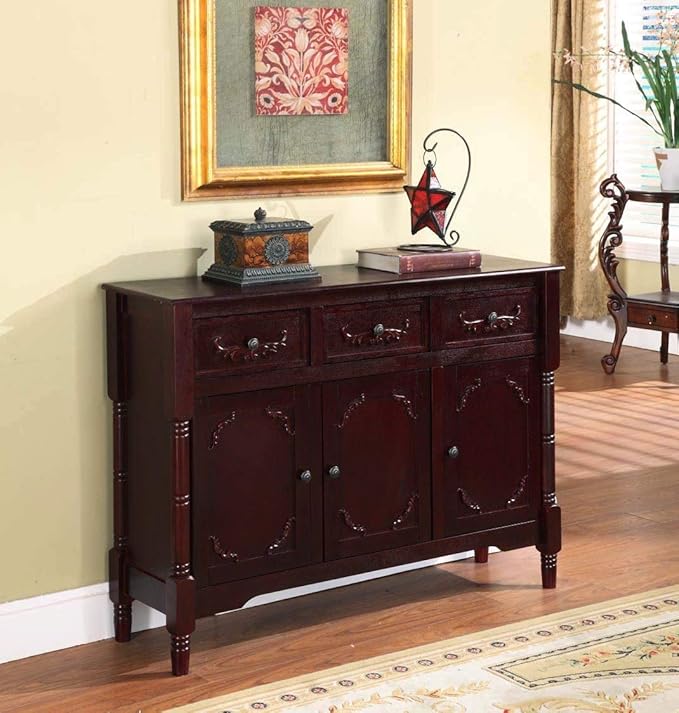 King's Brand Wood Console Sideboard Table with Drawers and