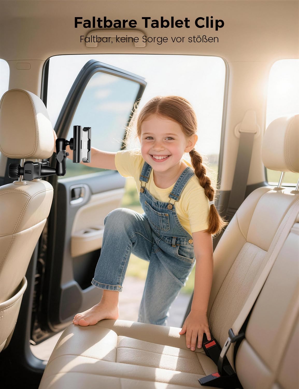 OHLPRO Tablet Halterung Auto Kopfstütze [Kugelgelagerte Arm+Metall Faltklemme] Universelle KFZ Tablethalterungen Reise Zubehör Kinder Kompatibel mit Alle 5-13 Zoll iPad Handys Switch Sumsung