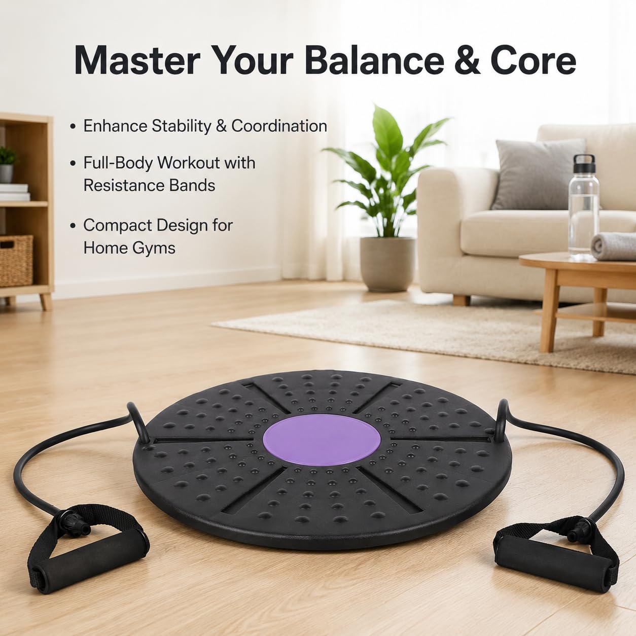 Balance Board Allenamento Pedana Equilibrio Tavola Stabilità con Maniglie Rivestimento Antiscivolo in Polipropilene per Controllo Del Corpo Adatto per Uso Domestico Allenamenti in Palestra