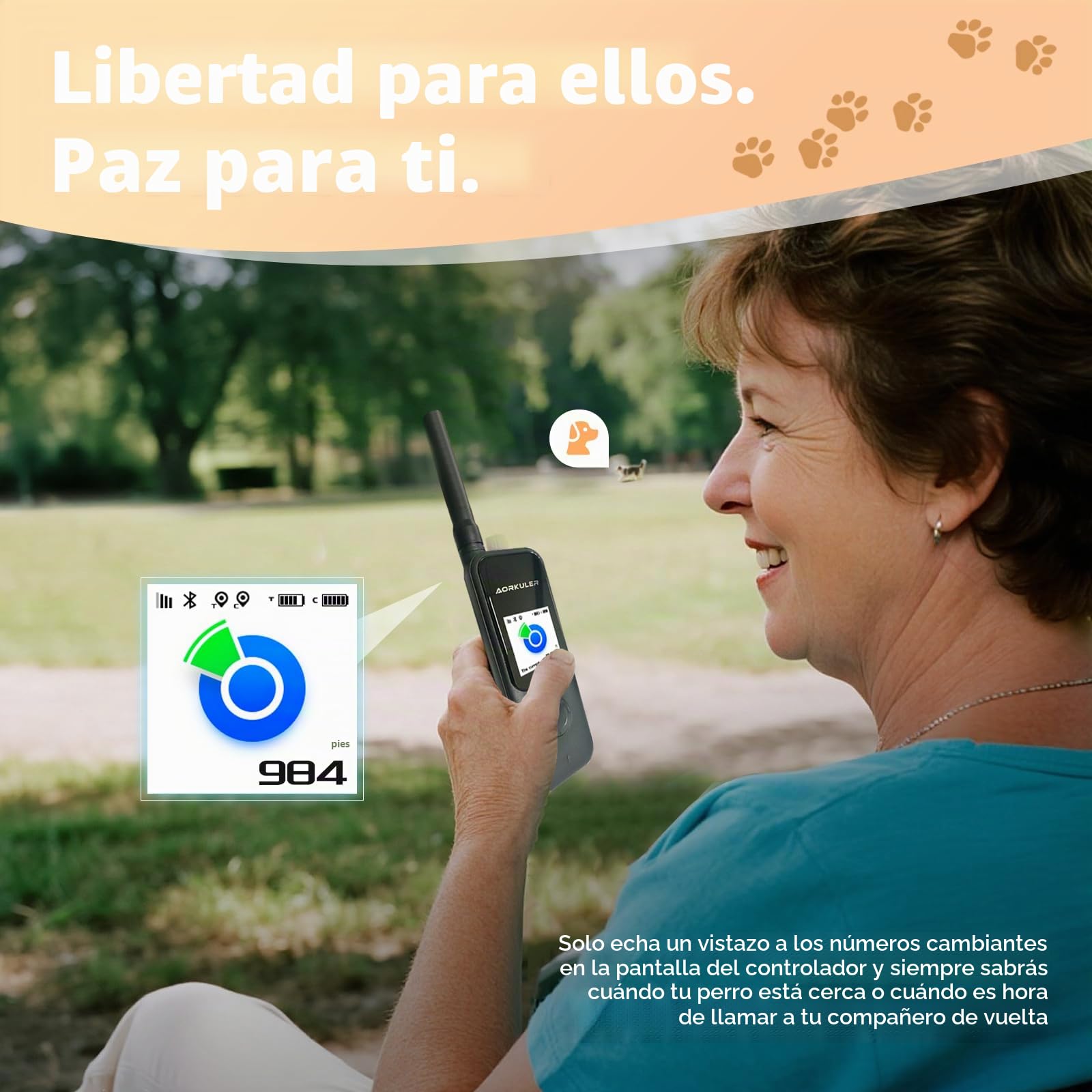 Aorkuler Rastreador GPS para perros al aire libre para zonas sin señal, localizador de mascotas al aire libre, seguimiento en tiempo real para senderismo, caminar, camping, funciona en áreas remotas