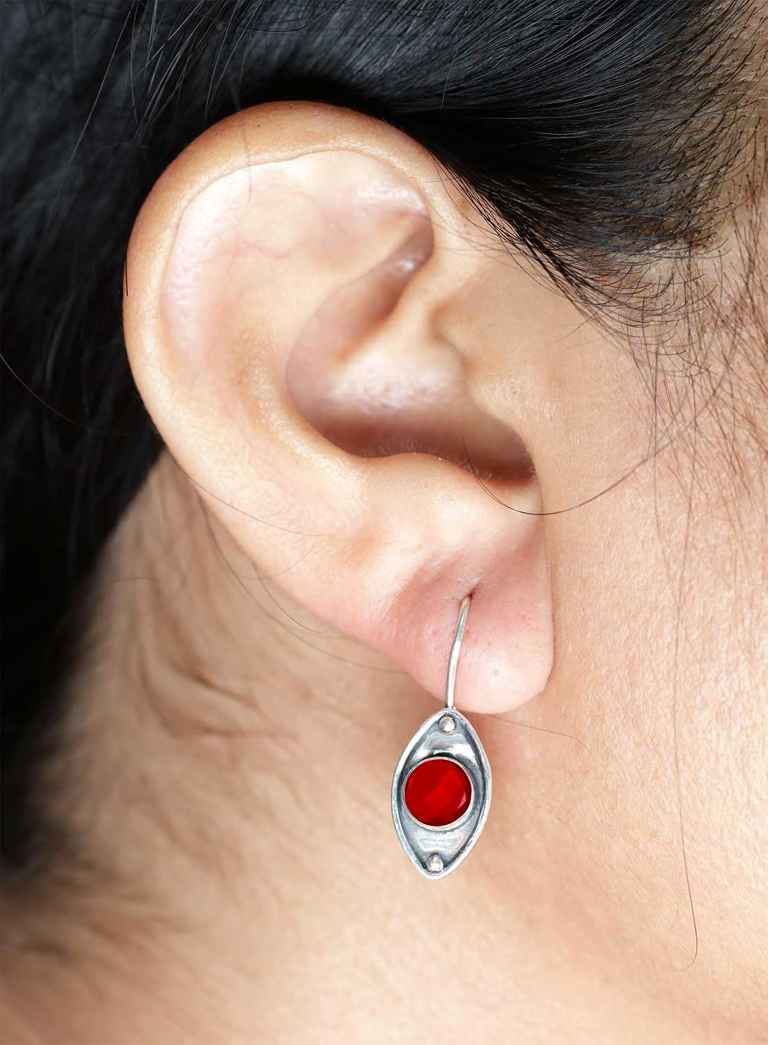 Boho Handmade Jewelry Natural Gemstone Onyx, Pearl, Amethyst, Agate Round Genuine 925 Sterling Silver Drop Dangle Earring For Women