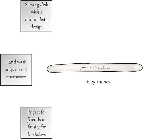 Miniatura 5 de Santa Barbara Design Studio Table Sugar - Servidor de cerámica para botes de olivo, 16.25 x 1.75 pulgadas, You. Me. Charcutería.
