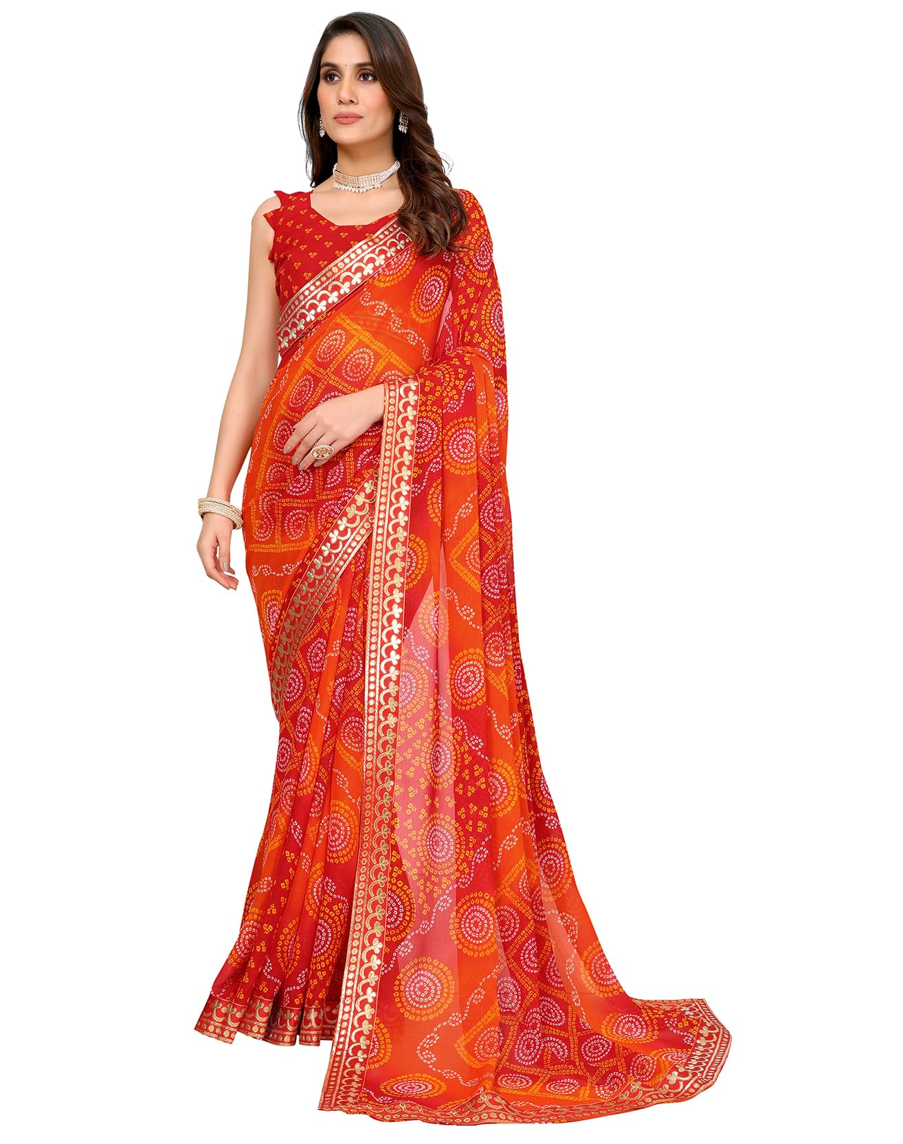 YashikaWomen's Woven Latest Georgette Saree with Lace and Blouse Material
