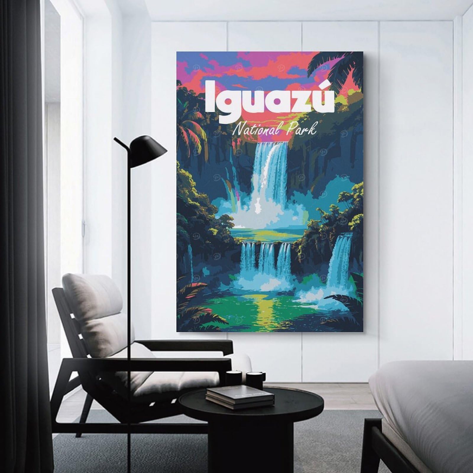 Junmoney Iguazu National Park Waterfall Canvas Art Print, 24x36inch(60x90cm), for Wall Displays, Bedrooms Or Room Updates, Home Wall Art for Statement Displays