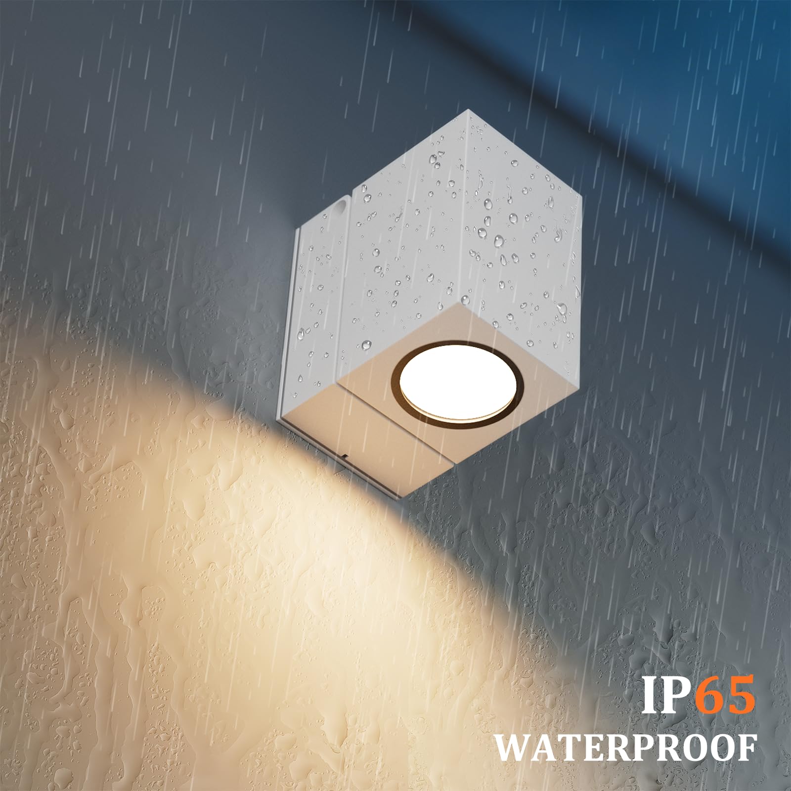Aipsun 2 PCS Applique da Esterno/Interno,Ip65 Lampada da Parete in alluminio applique Gu10/90 gradi orientabili esterno/interno,impermeabile,Applique senza lampadina，Bianco