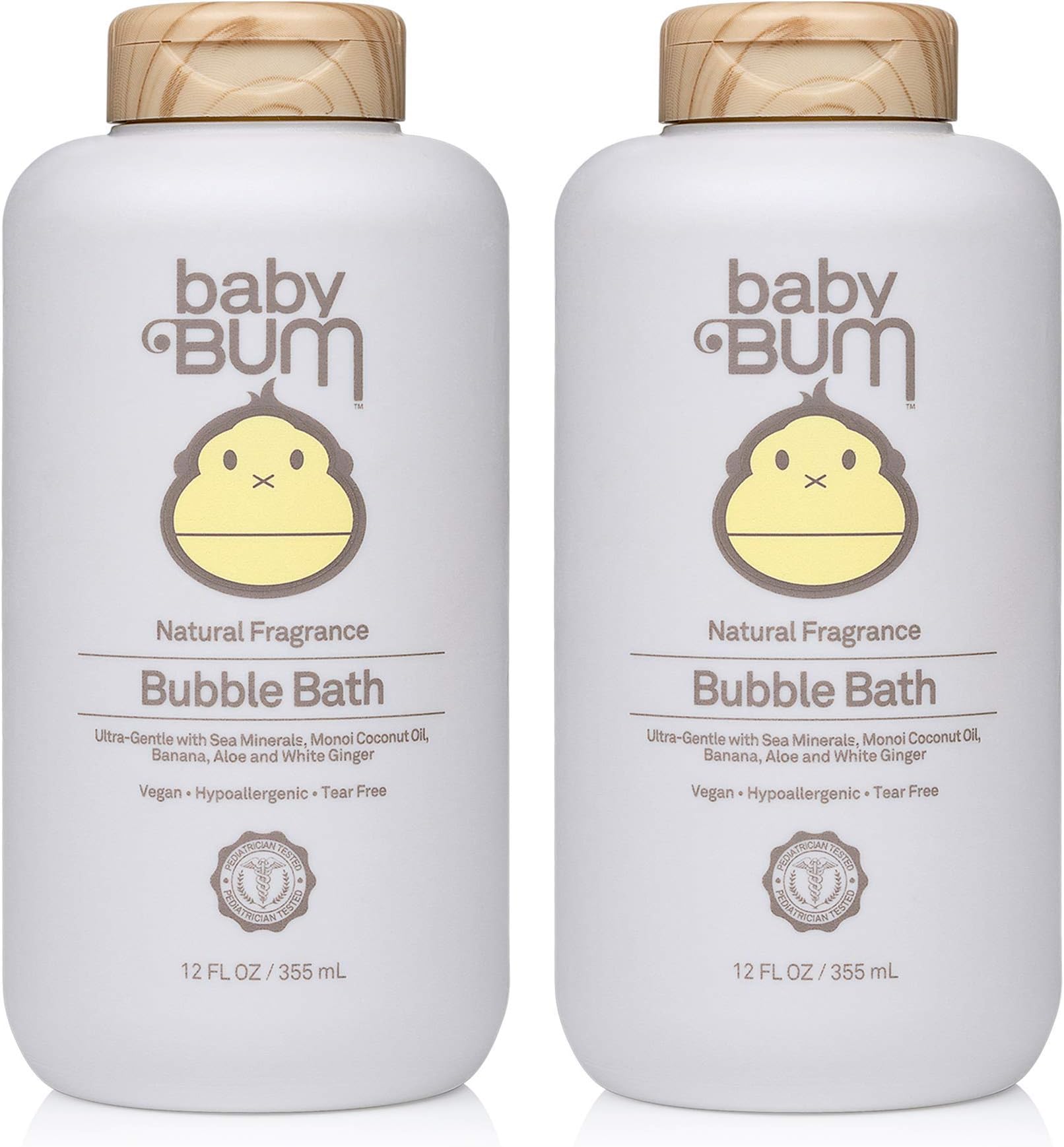 Baby Bum Bubble Bath | Tear Free Foaming Bubble Bath for Sensitive Skin with White Ginger| Natural Fragrance | Gluten Free and Vegan | 12 FL OZ | 2 Pack