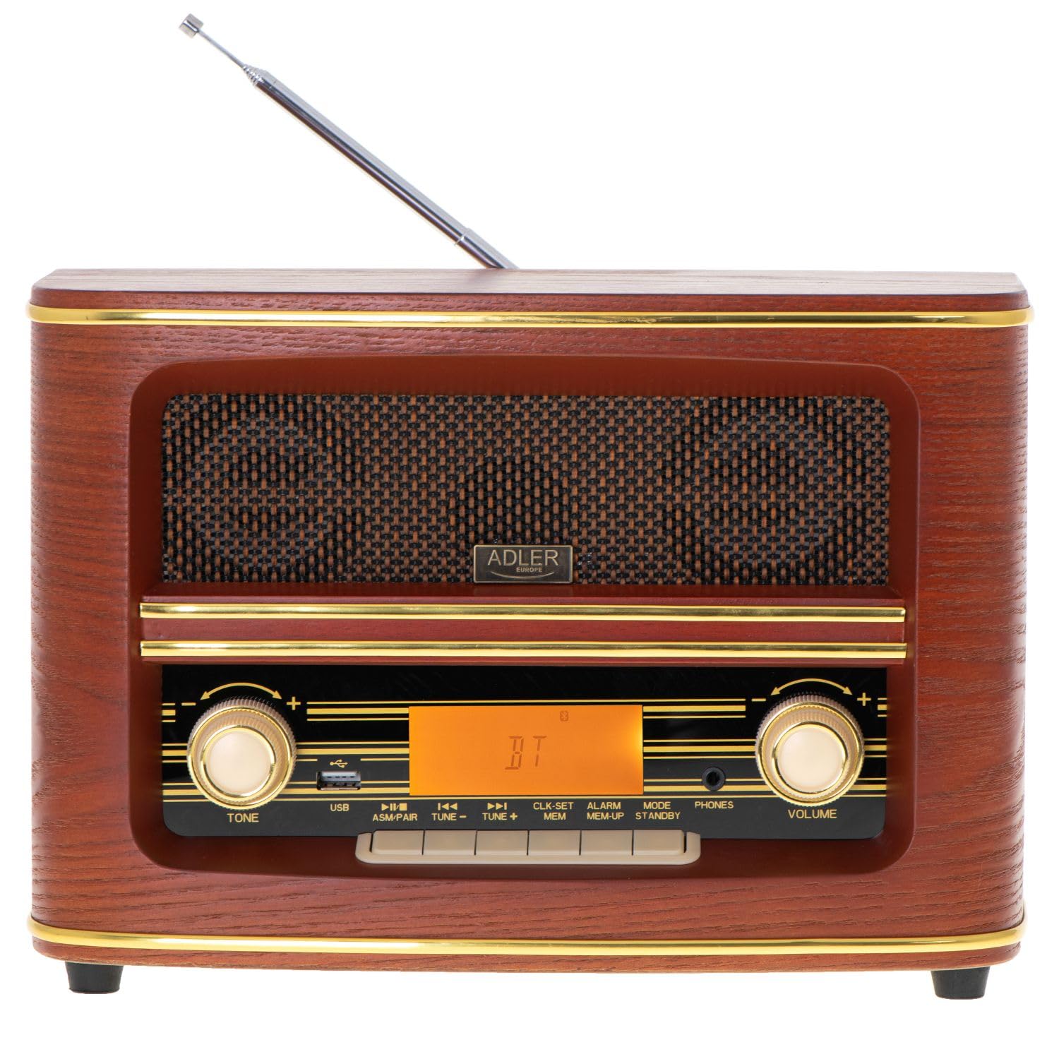 Retro-Radio FM Bluetooh 5.0 USB und Aux Wecker Apag. Autom.FABRILAMP
