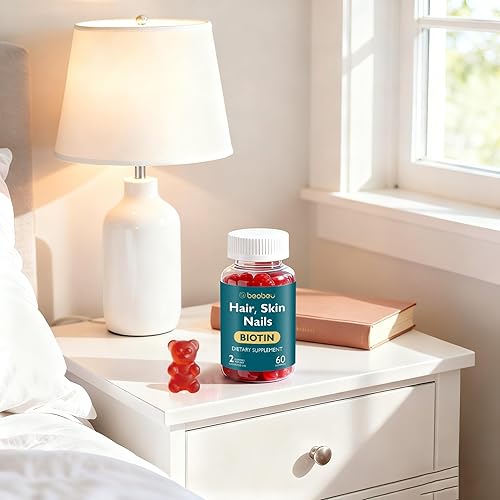 Miniatura 8 de Gomitas de biotina, vitaminas para la piel y las uñas para mujeres y hombres, vitamina B7 vegana, apoya el crecimiento del cabello y uñas más