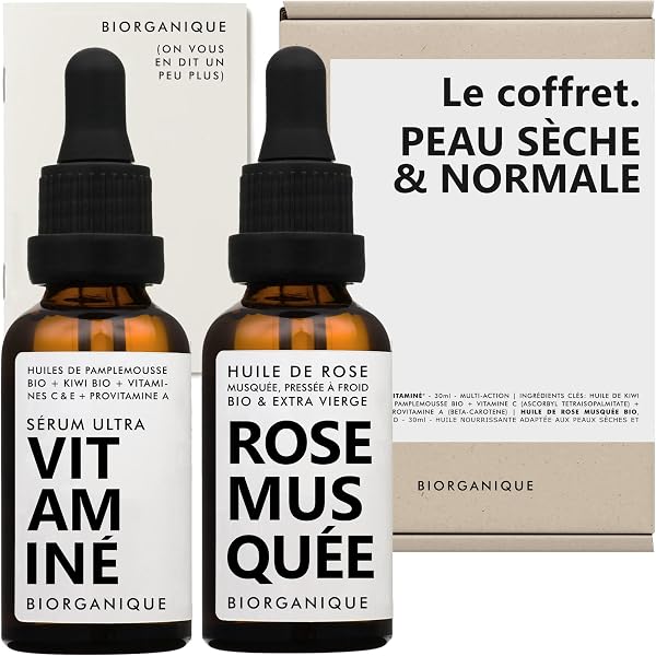 PUDEŁKO | Skóra sucha | 1x Organiczny olejek z dzikiej róży + 1x WIELOAKCYJNE Serum z witaminą C, E i prowitaminą A + organiczny olejek kiwi | Twarz | 100% naturalny | 2x30ml