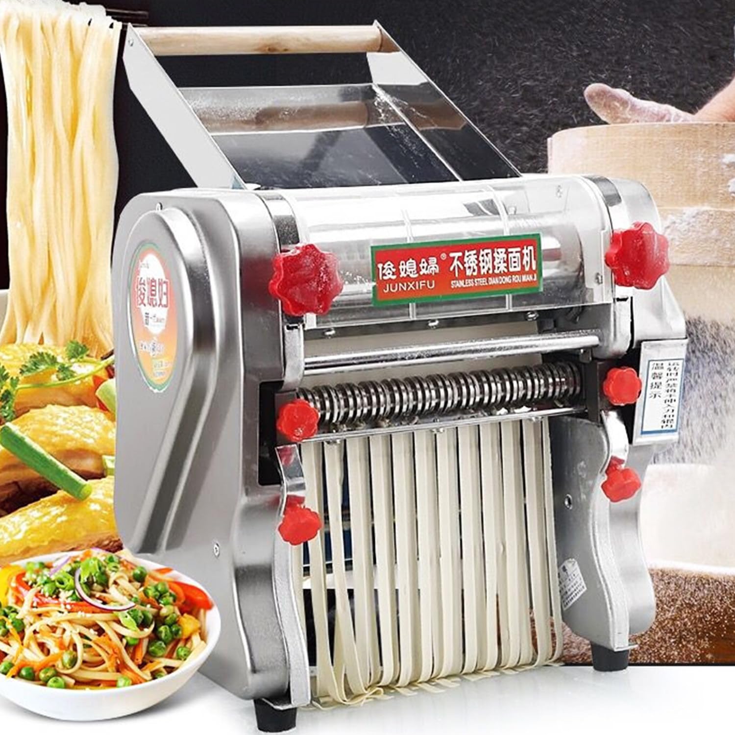 GLJTUO mixers for baking Stand Mixer Commercial Bakery Professional Dough Sheeter Cutter Machine Multi-purpose Restaurant Commercial Automatic Noodles Making Machine,Can make no,180
