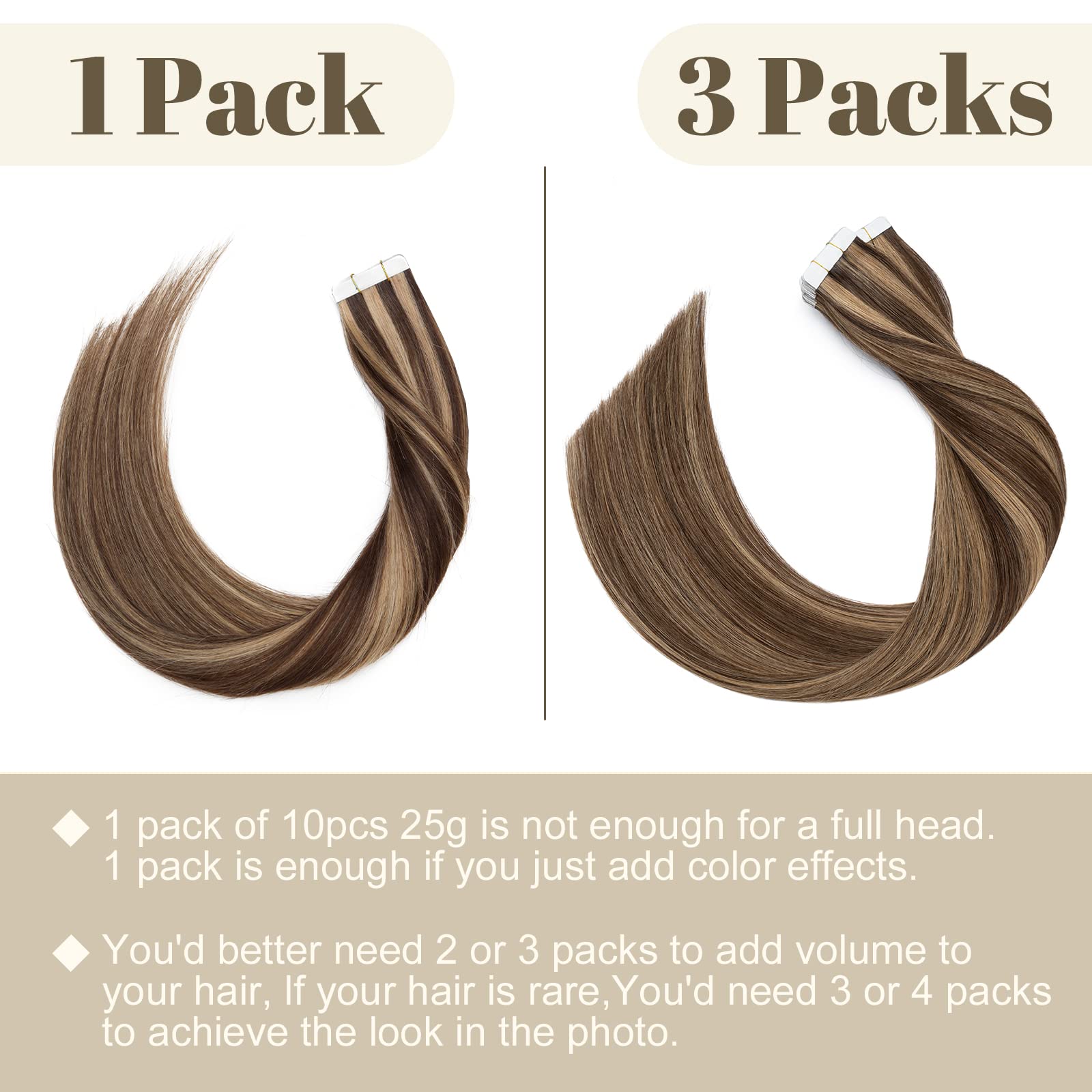 12"(30cm) SEGO 10PCS Extensiones Adhesivas Naturales Pelo Humano sin Clip [#4/27 Castaño Chocolate/Rubio Oscuro] Cabello 100% Remy Liso Balayage Tape in Human Hair (20g) — view 4