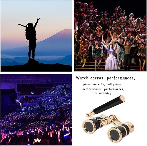Miniatura 6 de Aroncent Gafas de ópera de 3 x 25 pulgadas, compactas con mango ajustable, mini binoculares para adultos, hombres y mujeres, en concierto musical de