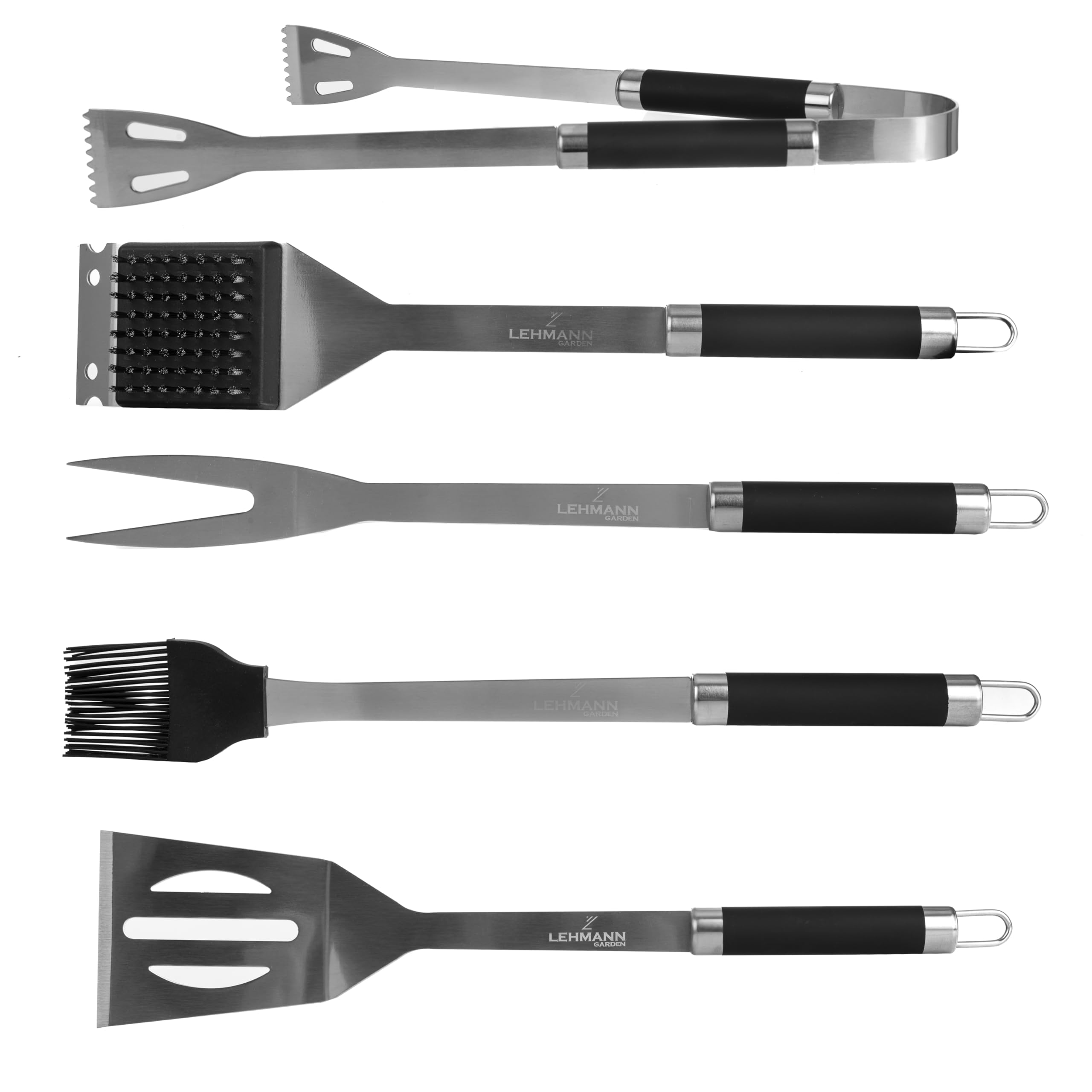 LEHMANN Kit Barbecue Acier Inoxydable 5 pcs Set Accessoires avec Mallette