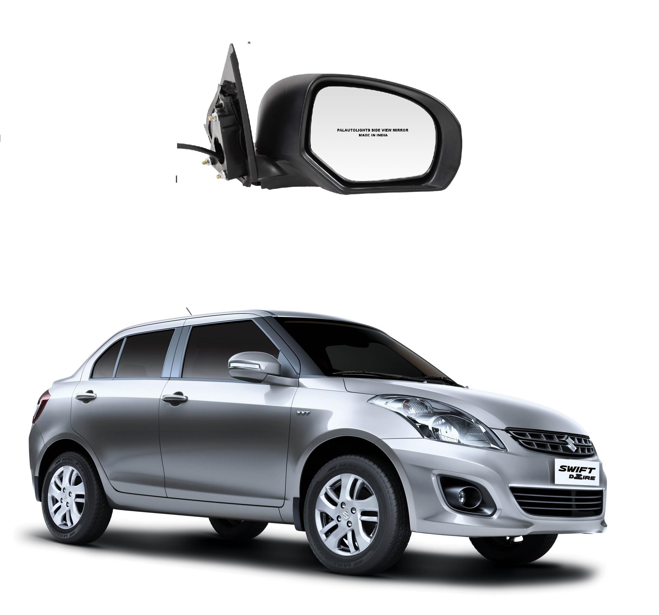 PALAUTOLIGHTS Compatible With Maruti Swift Dzire T2-2Nd Generation (2012-2014) 5 Wires Side Mirror (Black) With Blinker (Right/Driver Side)-5 Wires, 1 Piece-image-36