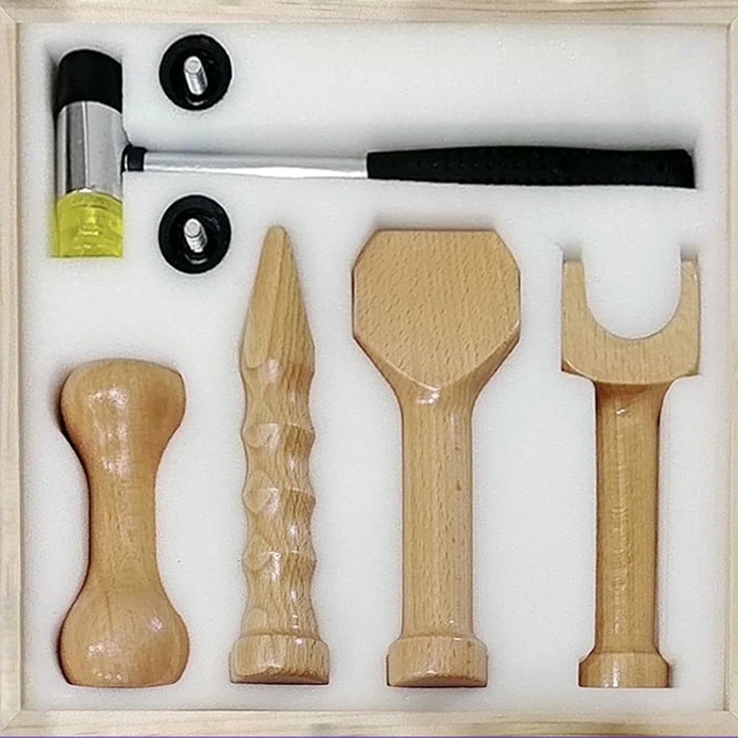 Chiropractic Adjustment Tools Hammer and Chisel,Pack 4 Hammer,Wedge Massager Wooden Tool Deep Tissue Therapy, Tok Sen Tools(Color:Wood Color,Size:a Set)